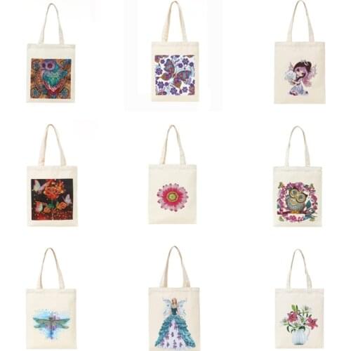 Diamond Painting Tote Bag Reusable Durable DIY Diamond Art Handbag Foldable Shopping Storage Bags Cross Stitch Embroidery Kit