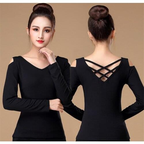 Latin Top Women Latin Dance Basic Top Girl Dancewear Sexy Latin Ballroom Samba Tango Flamengo Dancing Practice T-shirt Costumes
