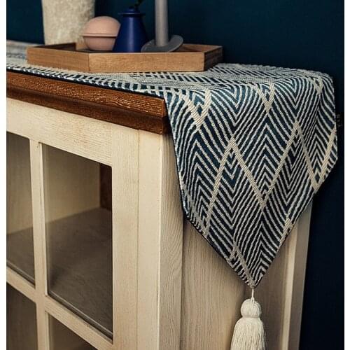 Three-dimensional Jacquard Dining Table and Table Runner Pointed Tassel Tea Table Bunting Striped Wave TV Cabinet Cover Cloth