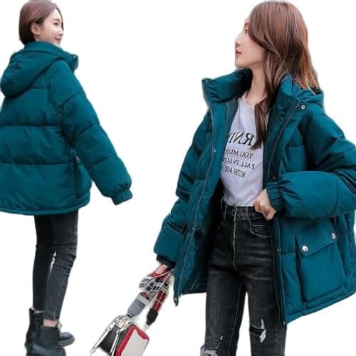 Streetwear Hooded Short Cotton Loose Jacket Casual Plus Size Zipper Short Coat Winter Soft Fabric Warm Thicken Outwear