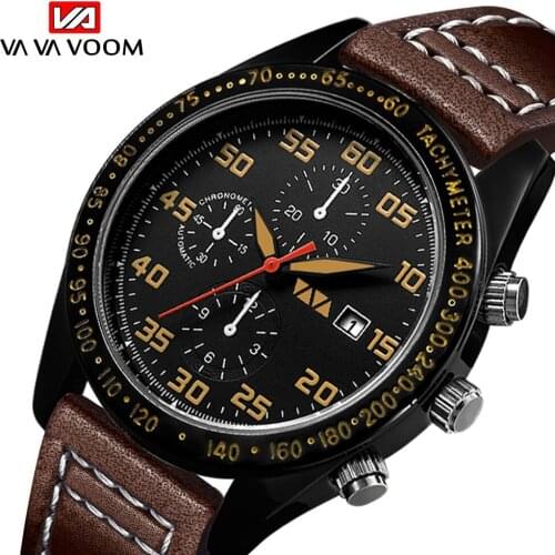 VA VA VOOM Men's Watch With Leather Strap