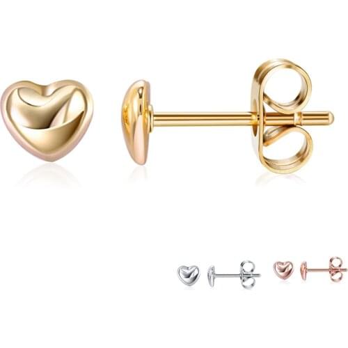 ZEMIOR Romantic Heart Shape Stud Earrings For Women 3 Colors Exquisite Small Female Earring Wedding Fashion On Sale Jewelry