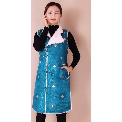 Cotton Women Parkas Winter Autumn 2020 Warm Sleeveless Mandarin Collar Vest Vintage Casual Loose New Year Women Coat AA5316