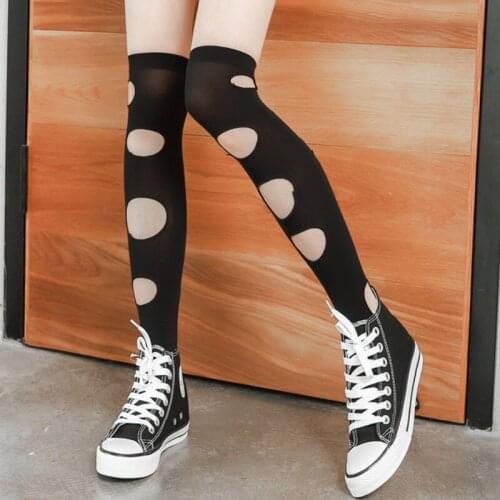 Cut Out Women Stockings Black White Summer Japanese Fashion Jk Socks Elasticity Silk Nylon Mesh Stockings Medias De Mujer