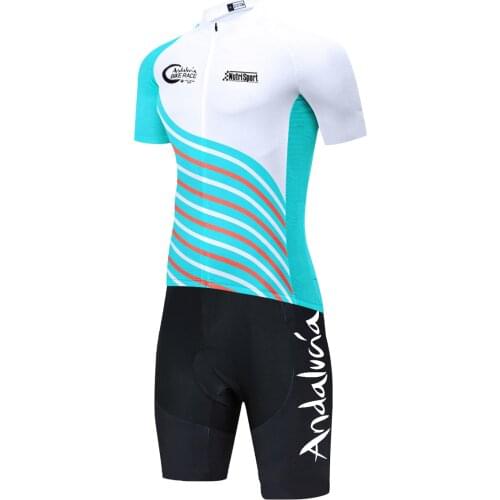 2021 Blue Team Men Cycling Short Jersey SKINSUIT Andalucia Bicycling Tops Road Bike MTB Short Sleeve Breathable Jerseys 20D