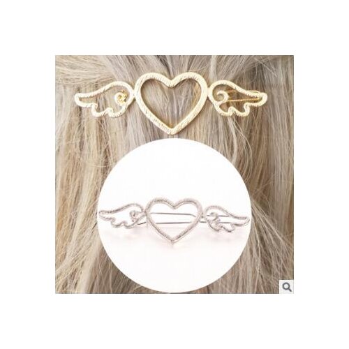 240pcs/lot DIY Golden Sliver Wings Loving Hearts Hair Clips Alloy Hollow Out Bang Hairpins Styling Tools Accessories HA719
