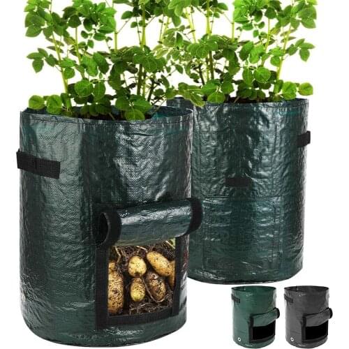 3/5/7/10 Gallon Jardin Vegetable Plant Bags Thicken PE Fabric Garden Pots Planters Flower Potato DIY Grow Container Bag Tools 30