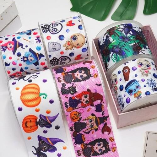 3 inch 75mm 38mm 25mm Characters Printed Grosgrain Ribbon 55528
