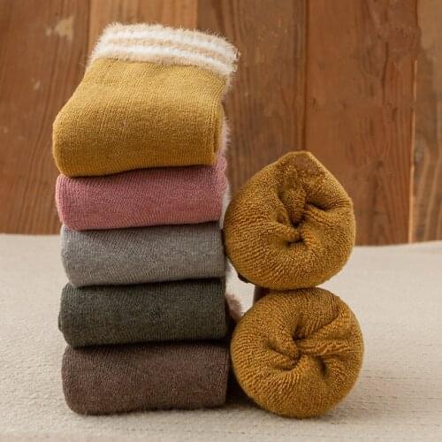 -30℃ Winter Kids Socks Warm Thicken Baby Girls Boys Socks Cute Teenage Children Stripe Cartoon Sock For 2-16 Years