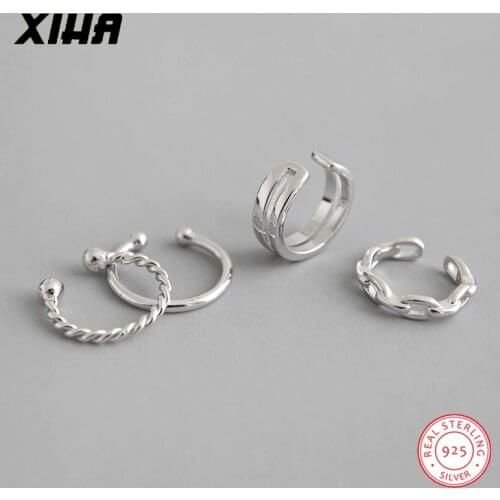 925 Sterling Silver Ear Cuff Earrings Fake Piercing Gold Clip on Earrings Women Kid Korean DIY Cartilage Earcuff Wedding Jewelry