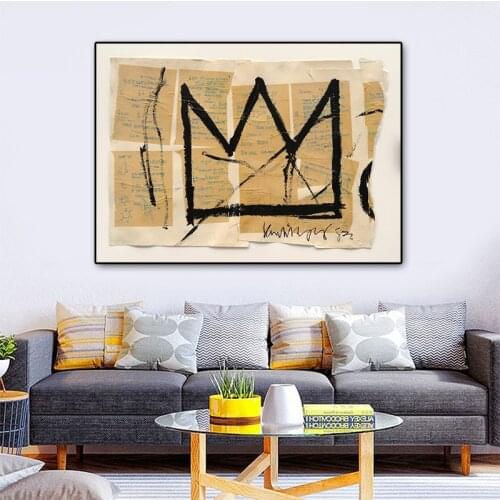 Abstract Canvas Painting Street Graffiti Wall Art Posters and Prints King Crown Wall Pictures For Living Room Artwork Decor