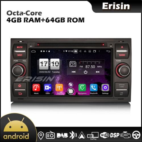 Erisin EU Warehouse 8766 7" Android 10.0 CarPlay CAR DAB Radio for Ford C Max S max Galaxy Kuga Focus Transit Fusion Fiest