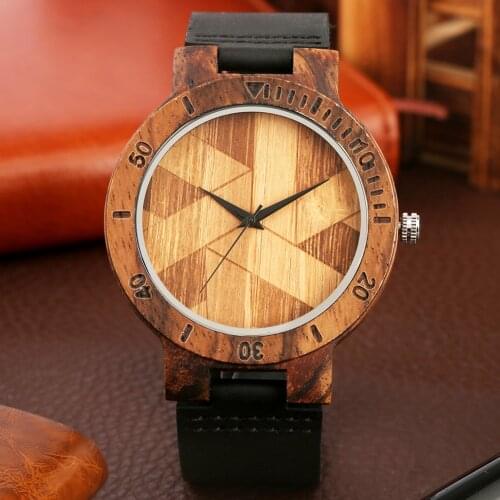 Fashion Wood Watches for Women Men Quartz Wristwatches Simple Geometry Clock Wooden Leather Strap Watch Reloj Mujer Montre Homme