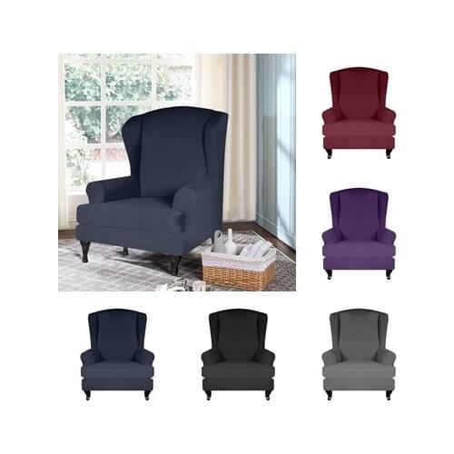 2pcs/set Wing Chair Cover All-inclusive Wingback Chair Protector Elastic Armchair Slipcover for Home Sofa Chair Covers