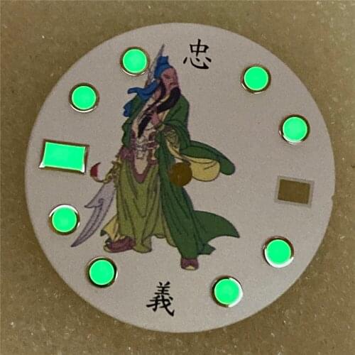 For SKX007 NH35 Watch Movement Modification Part Creative Chinese Characters Watch Dial 28.5MM C3 Luminous Watch Dia