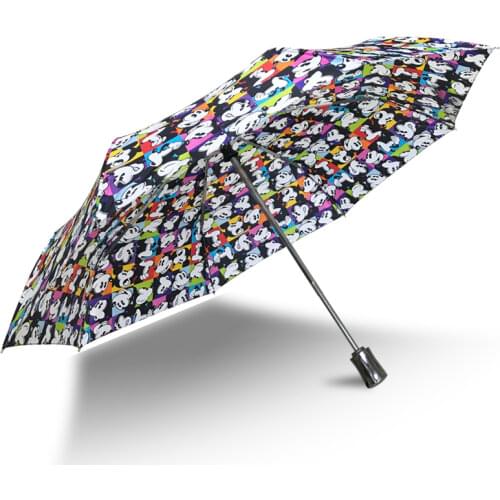 Disney Mickey Mouse Cute Clear Umbrella Folding Dual Automatic Three Fold Umbrella Anti-Ultraviolet Sun Umbrella Kids Umbrella