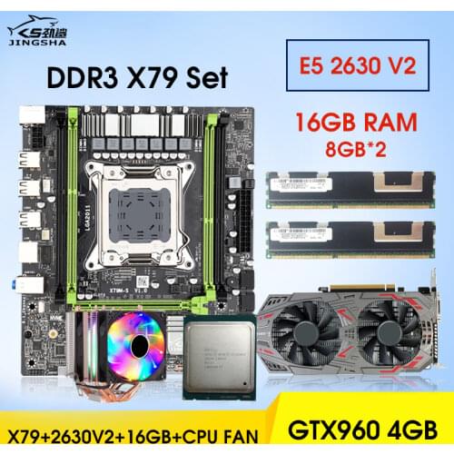 X79 motherboard set with Xeon E5-2630 V2 CPU LGA2011 combos 2*8GB = 16GB 1333Mhz memory DDR3 RAM GTX960 4GB cooler combination