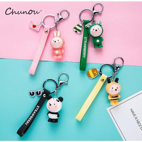 Creative Cute Cartoon Mouse Keychains 4 Colors Mouse Key Chain for Women Bag Charm Key Ring Pendant Popular Jewelry Gifts