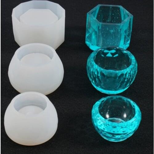 3 Pcs/Set Round Bowl Hexagon Cup Dishes Casting Silicone Mould DIY Crafts Making Tool Crystal Epoxy Resin Mold Drop Ship