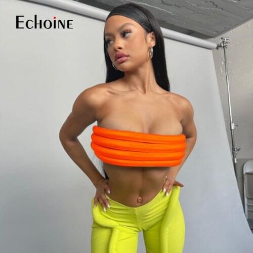 Echoine Summer Fashion Sexy Solid Strapless Tube Tops Women Corset Cute Tanks Nightclub Party Y2k Aesthetic Wild Vest Crop Tops