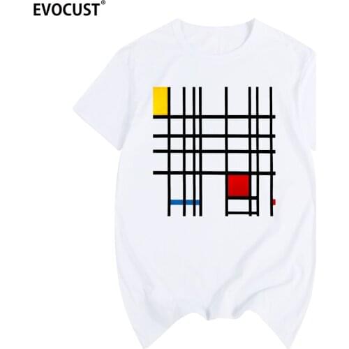 Piet Cornelies Mondrian Summer print T-shirt Cotton Men T shirt New women TEE fashion