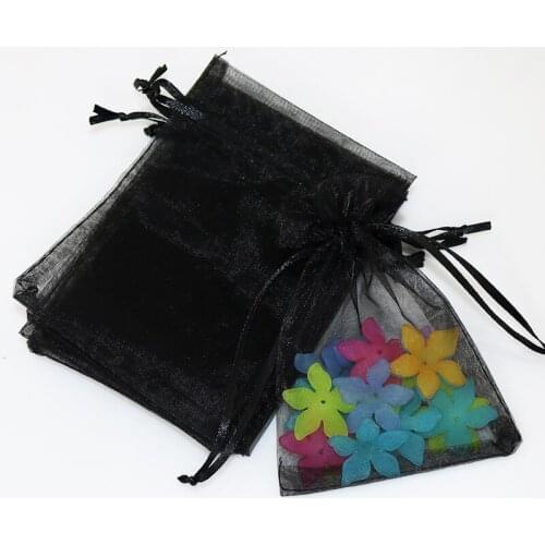 Fashion Black Organza Jewelry Bags Pure Color Accessories Gifts Customized Logo Bags 11x16cm 500pcs/lot Wholesale