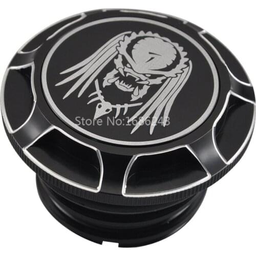Motorcycle Aluminum Predator Fangs Black Fuel Gas Tank Oil Cap Cover For Harley XL Dyna Softail Touring Road King Trike