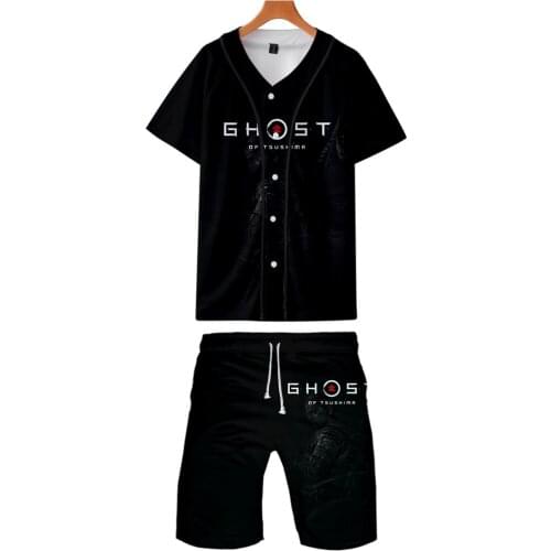 Ghost of Tsushima Tshirt V-Neck Tracksuit 3D Baseball Short Sleeve Men T-shirt+Shorts Women Summer Clothes&Pant Fashion Clothing