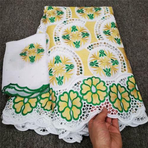 2021 Latest african swiss voile lace fabric 100% cotton net laces french cotton punch fabric 5+2 yards/Set ! LYF44191
