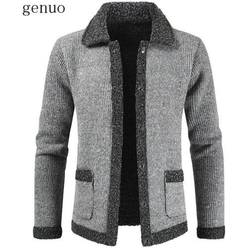 New Winter Warm Sweater Men Autumn Sweater Coats Male Thick Faux Fur Wool Mens Sweater Jackets Casual Fashion Zipper Knitwear