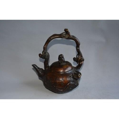 Very rare 18C copper Flagon/Teapot,with mark,Decoration,Free shipping