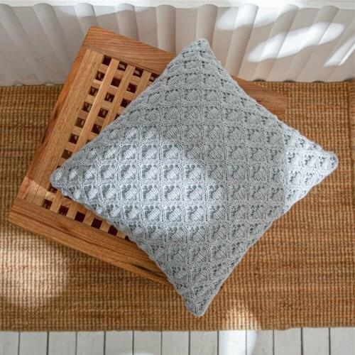 Diamond-shaped Solid Color Knitted Pillowcase Turmeric White Gray Nordic Style Home Decoration Sofa Pillowcase 45x45cm