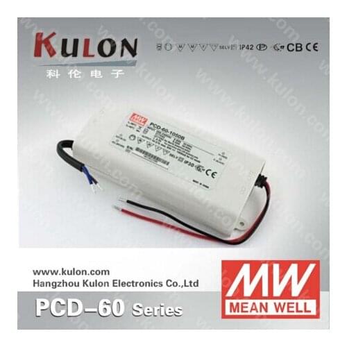 Genuine Meanwell PCD-60-700B 60W 700mA dimmable power supply with PFC for indoor led lighting