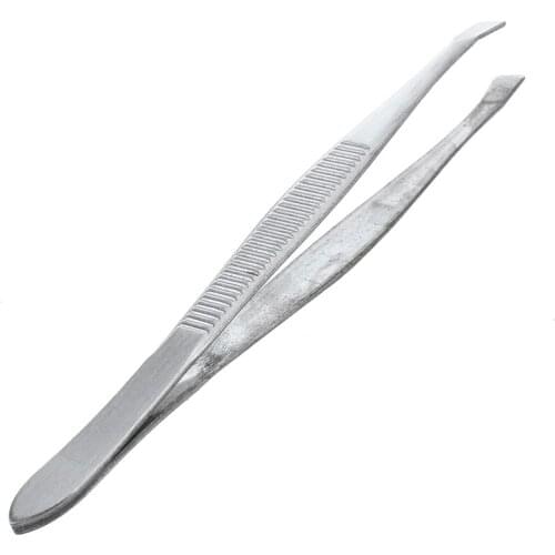 Tweezers for eyebrows depilatory tip carbon steel inclined 9 cm Color Silver