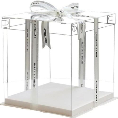 2Pcs 8/10/12inch Cake Boxes Transparent Plastic Birthday Cake Box Cake Container Box Dessert Storage Box For Bakery Party