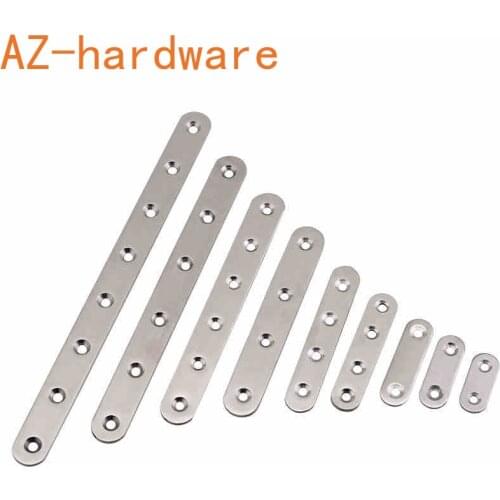 Stainless Steel Straight Piece Connector Connection Code Straight Piece Iron Flat Angle Furniture Fixed 180 Degree Code 2Pcs
