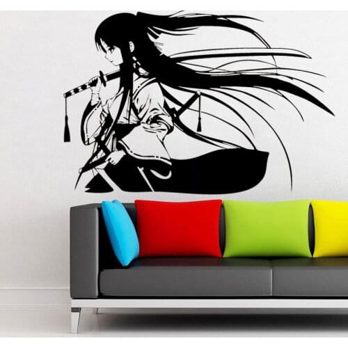 Samurai Geisha Japanese Katana Swords Anime Decorative Wall Sticker Vinyl Interior Home Decor Room Decals Removable Mural 4044