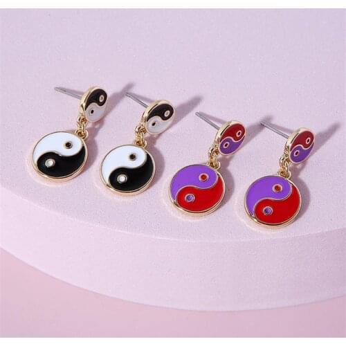 New Ins Tai Chi Earrings Simple Retro Yin Yang Gossip Earrings For Women Girls Fashion Jewelry