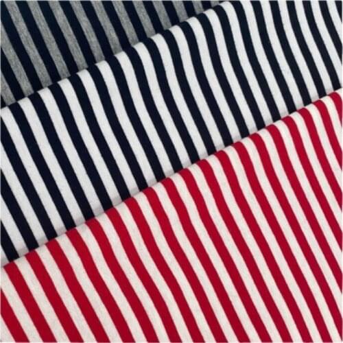 Width 68'' Simple Fashion Stripe Elastic Knitted Lycra Cotton Fabric By The Yard For T-Shirt Dress Material