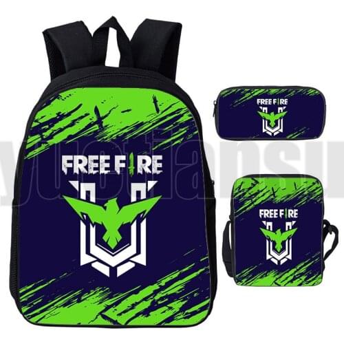3D Print Anime Schoolbags Free Fire Backpack Teenager Laptop Hot Video Game Book Bag 3 Pcs/Set Cartoon Laptop Computer Bag