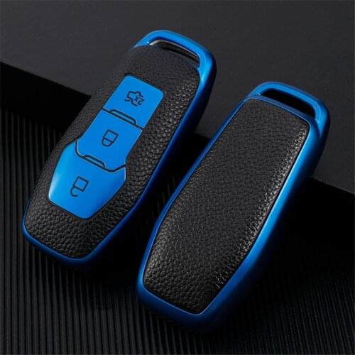 TPU Soft Car Key Cover For Ford Mendeo Focus Fiesta Kuga Galaxy Explorer 3 Buttons Car Keychain Leather Style Protector Case