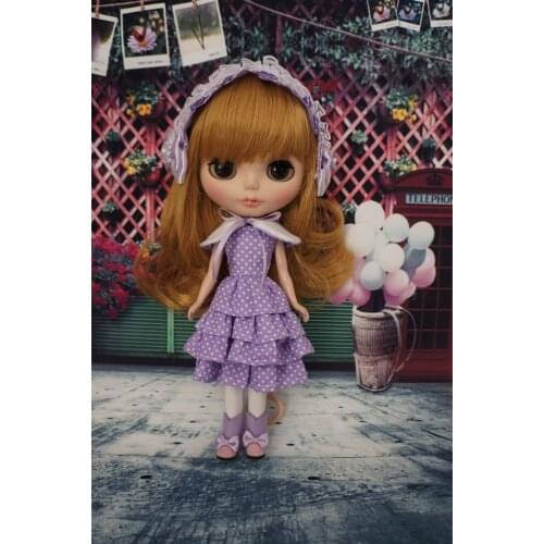 [wamami] Handmade Doll Dot Pullip Outfit Purple Azone Dress Cute Dress