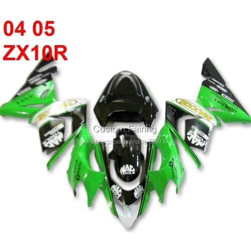 Green Fairing kit for Kawasaki ZX10R Ninja zx 10r 2005 2004 gold decals sticker 05 04 fairings SF96