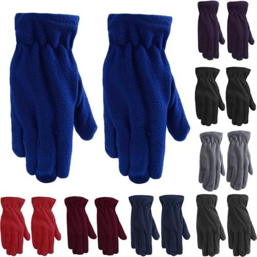 Winter Ladies Gloves Wrist Full Finger Mittens Fleece Plush Solid Color Fashion Female Warm Gloves 8 Colors