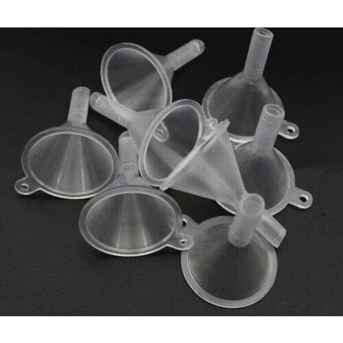 12pcs Small Clear Plastic PP Mini Funnels Packaging Travel Tools for Empty Bottle Filling Perfumes Essential Oils Aromatherapy