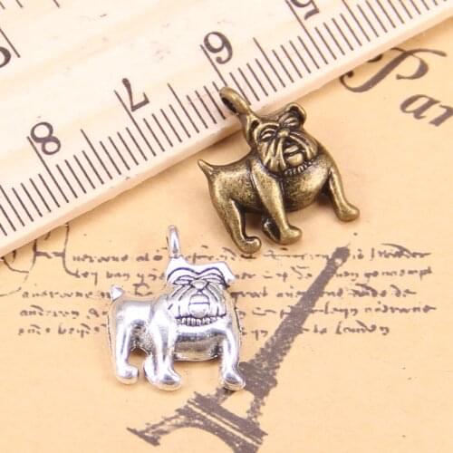 24pcs Charms dog pug bulldog 17x13mm Antique Pendants,Vintage Tibetan Silver Jewelry,DIY for bracelet necklace