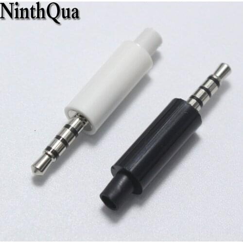 2pcs 2.5mm 4 pole Stereo Plug Nickel Plated Straight Repair Headphone Male Plugs with Rubber Tubing Tail Audio Connector