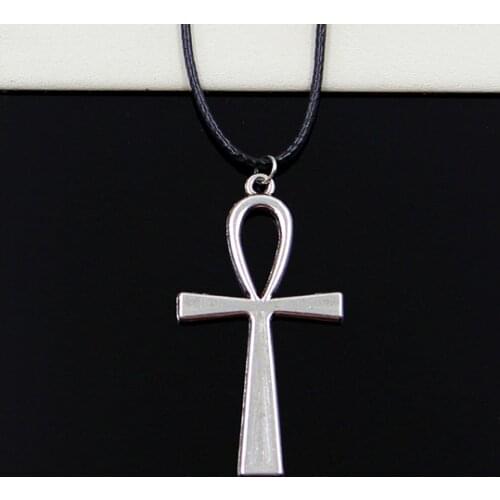 2021 trend Fashion Pendant egyptian ankh Necklace Choker Charm Leather Cord Simple women Jewelry for Womens gifts