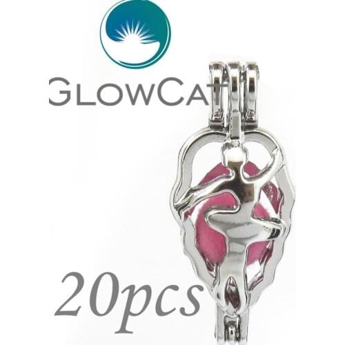20x KK584 Dancing Girl Leaves Beads Cage Essential Oil Diffuser Pearl Cage Jewelry Making Locket Pendant For Oyster Pearl