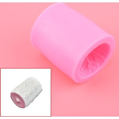 3D Silicone Knitting Cylinder Candle Cake Mould Wool Shape Lines Fondant Sugarcraft Resin Mold